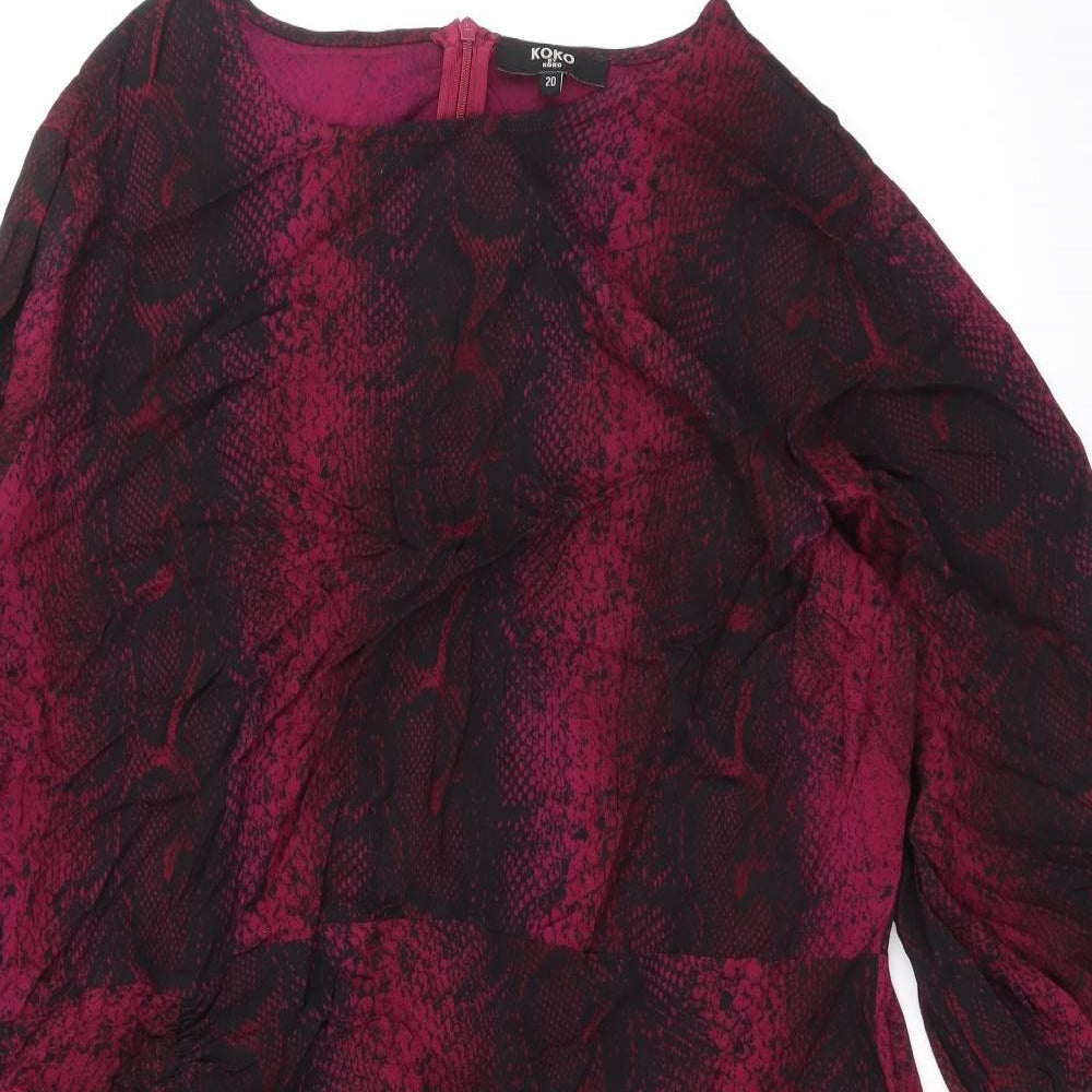 KOKO Womens Purple Animal Print Viscose A-Line Size 20 Boat Neck Zip - Snake Skin Print