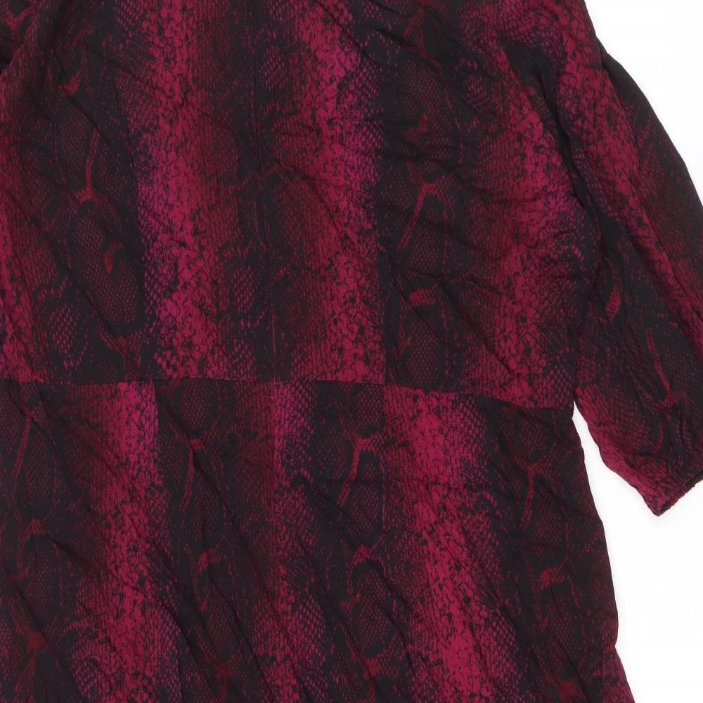 KOKO Womens Purple Animal Print Viscose A-Line Size 20 Boat Neck Zip - Snake Skin Print