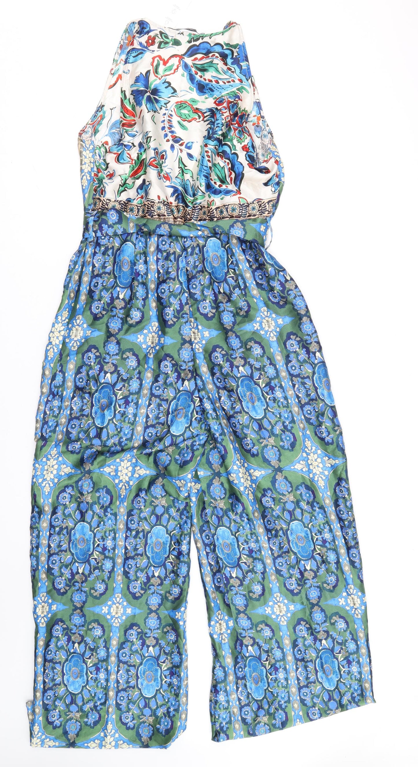 Zara Womens Multicoloured Geometric Polyester Jumpsuit One-Piece Size S Zip