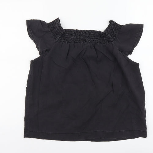 NEXT Womens Black Viscose Basic Blouse Size 12 Square Neck