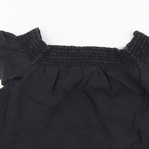 NEXT Womens Black Viscose Basic Blouse Size 12 Square Neck