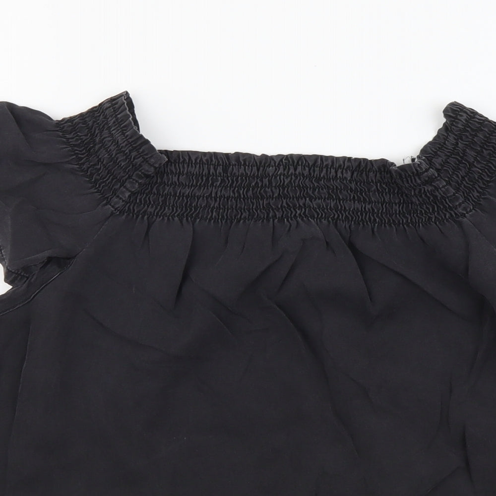 NEXT Womens Black Viscose Basic Blouse Size 12 Square Neck