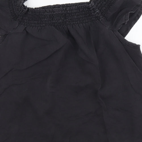 NEXT Womens Black Viscose Basic Blouse Size 12 Square Neck