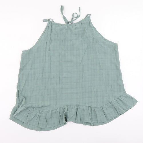 SheIn Womens Green Polyester Basic Tank Size L Boat Neck