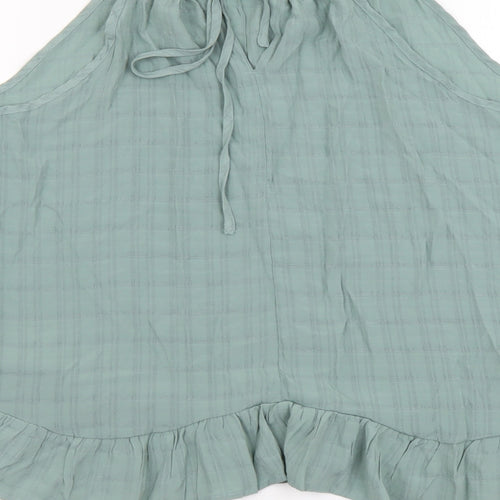 SheIn Womens Green Polyester Basic Tank Size L Boat Neck