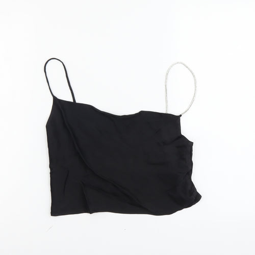 Zara Womens Black Polyester Cropped Tank Size S Square Neck