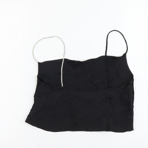 Zara Womens Black Polyester Cropped Tank Size S Square Neck