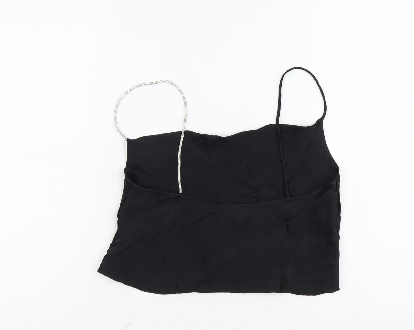 Zara Womens Black Polyester Cropped Tank Size S Square Neck