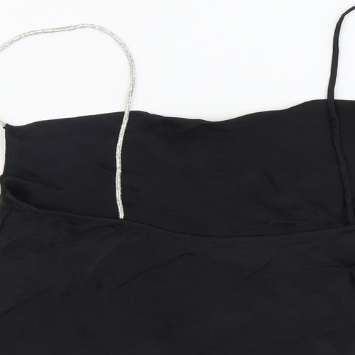 Zara Womens Black Polyester Cropped Tank Size S Square Neck