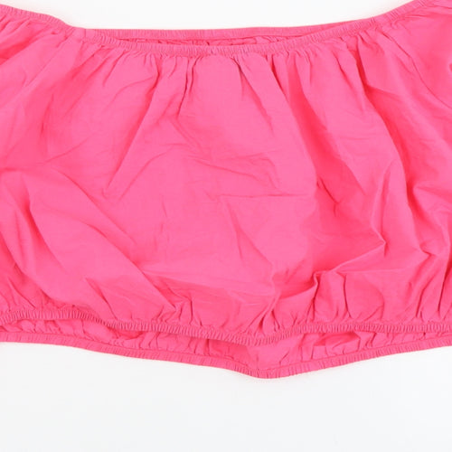 Marks and Spencer Womens Pink Cotton Cropped Blouse Size 20 Off the Shoulder - Bardot