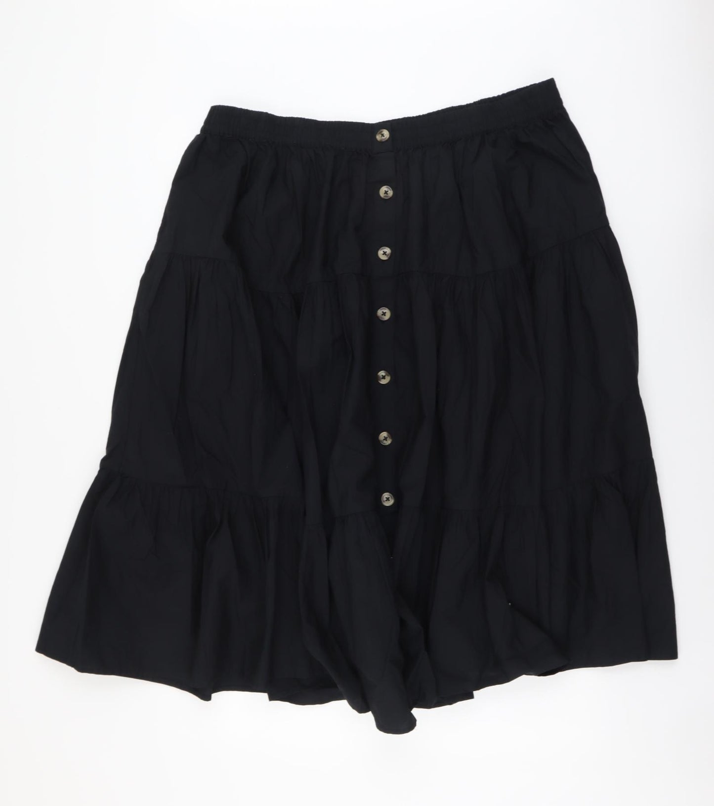 Marks and Spencer Womens Black Cotton Swing Skirt Size 22