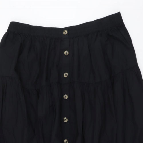 Marks and Spencer Womens Black Cotton Swing Skirt Size 22