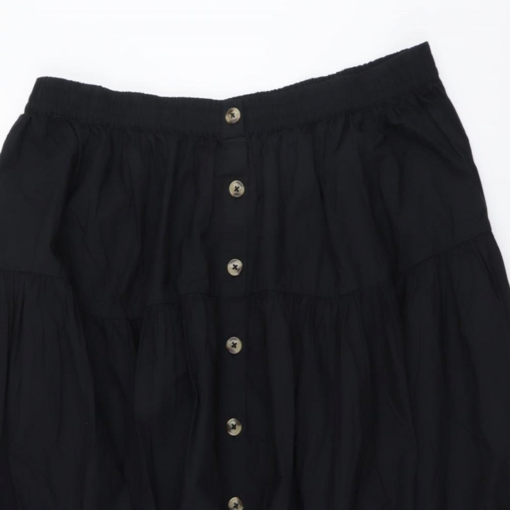 Marks and Spencer Womens Black Cotton Swing Skirt Size 22