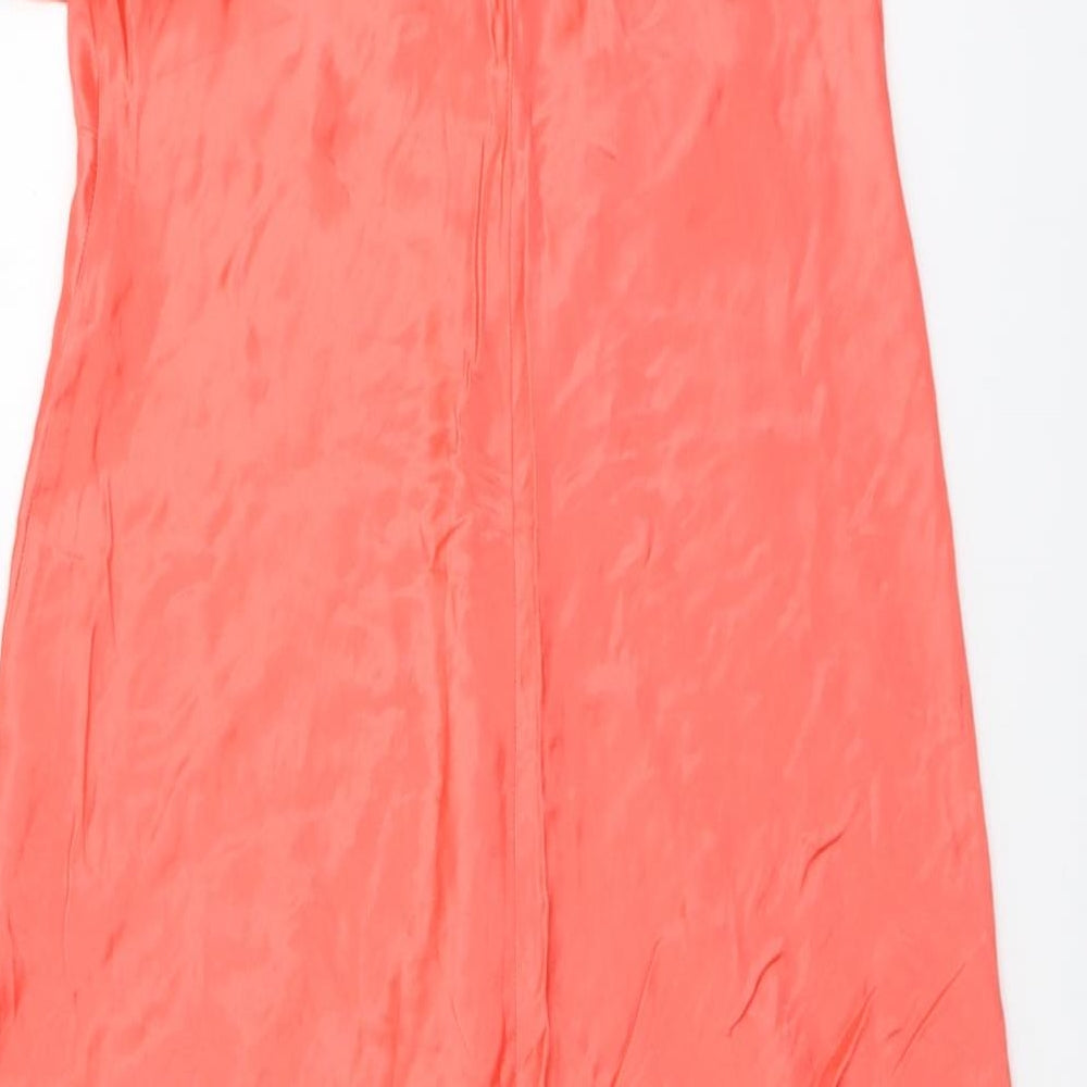 Marks and Spencer Womens Orange Viscose A-Line Size 18 V-Neck Pullover