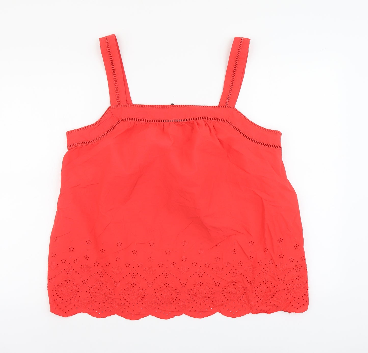 Marks and Spencer Womens Red Cotton Basic Tank Size 18 Square Neck