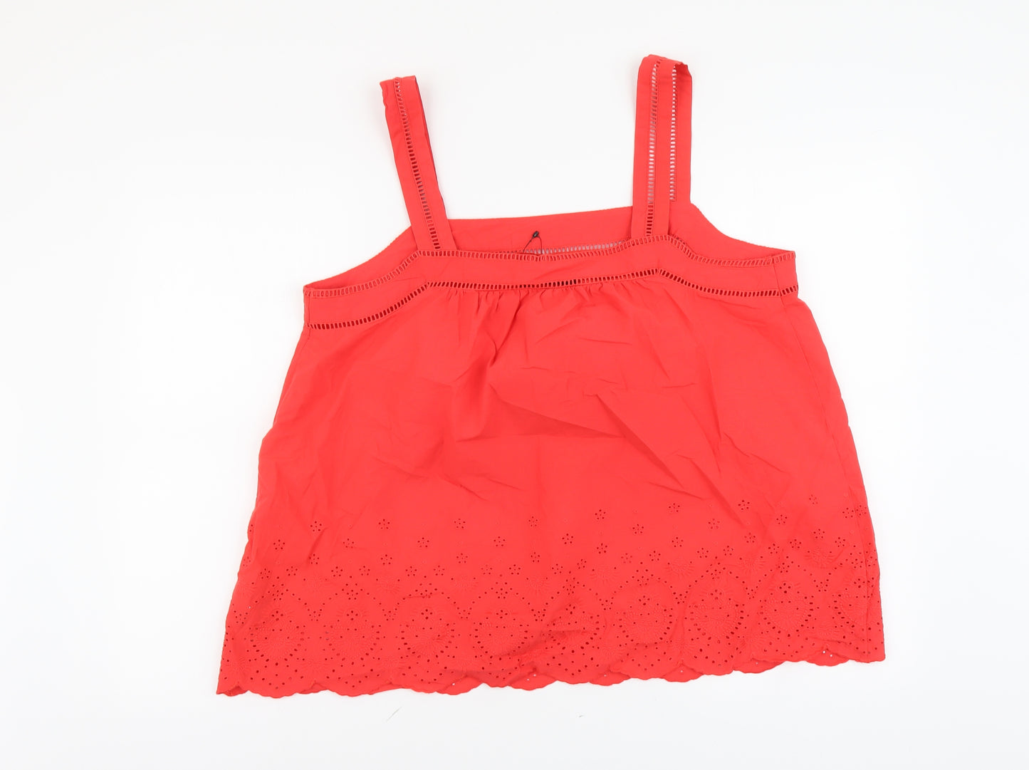 Marks and Spencer Womens Red Cotton Basic Tank Size 18 Square Neck