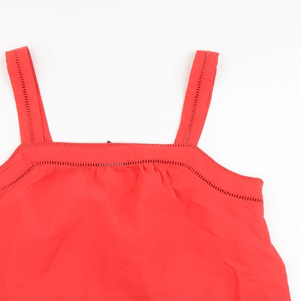 Marks and Spencer Womens Red Cotton Basic Tank Size 18 Square Neck