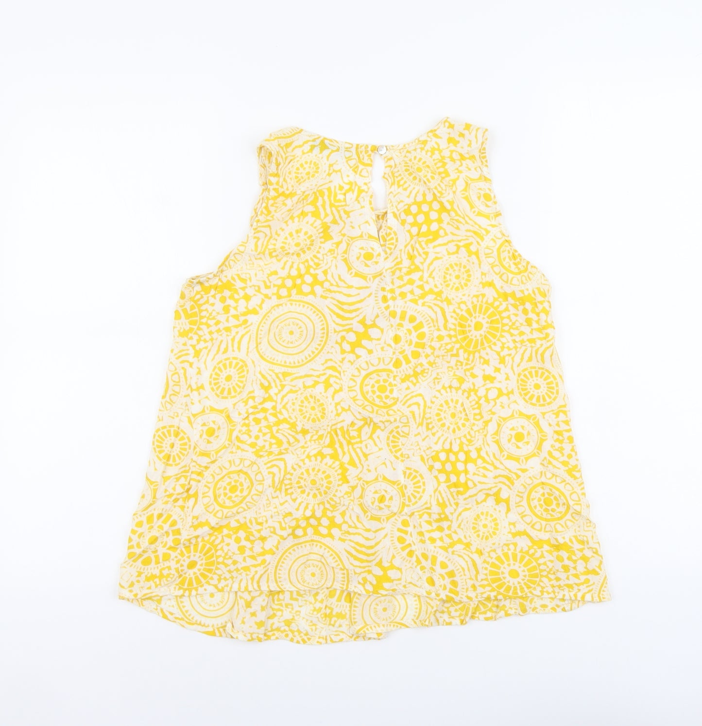 Secretosdeindia Womens Yellow Floral Viscose Basic Tank Size S Scoop Neck