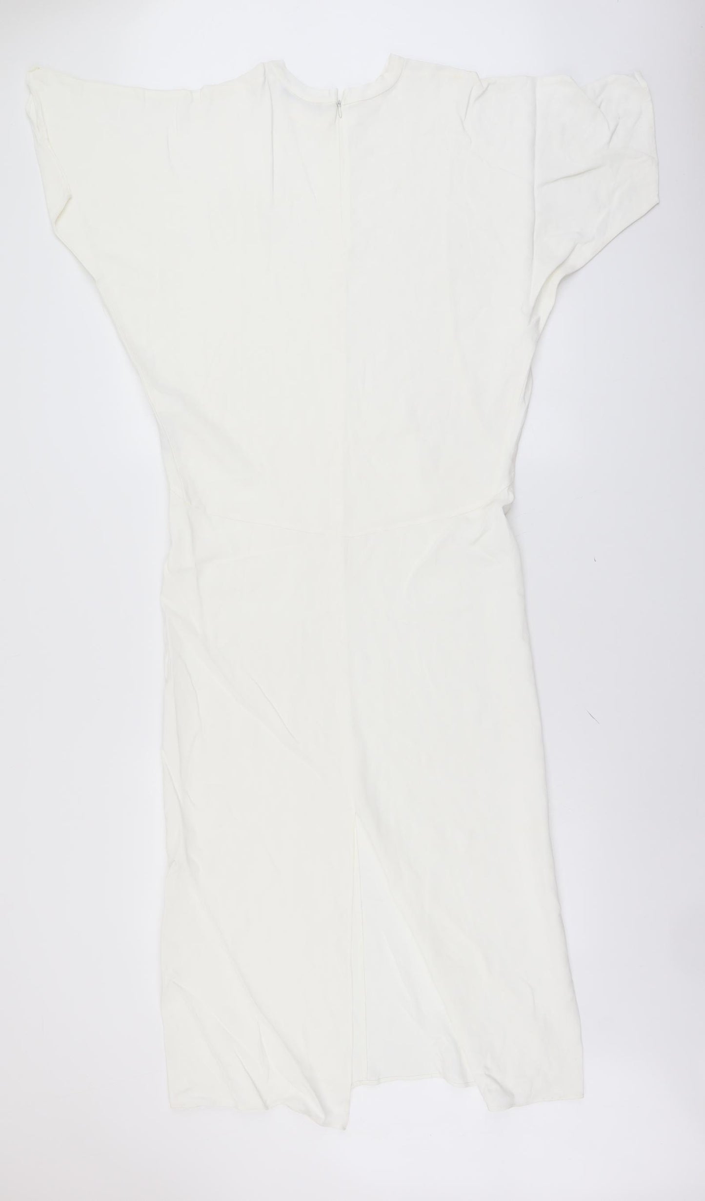 Zara Womens Ivory Polyester Pencil Dress Size S Round Neck Zip