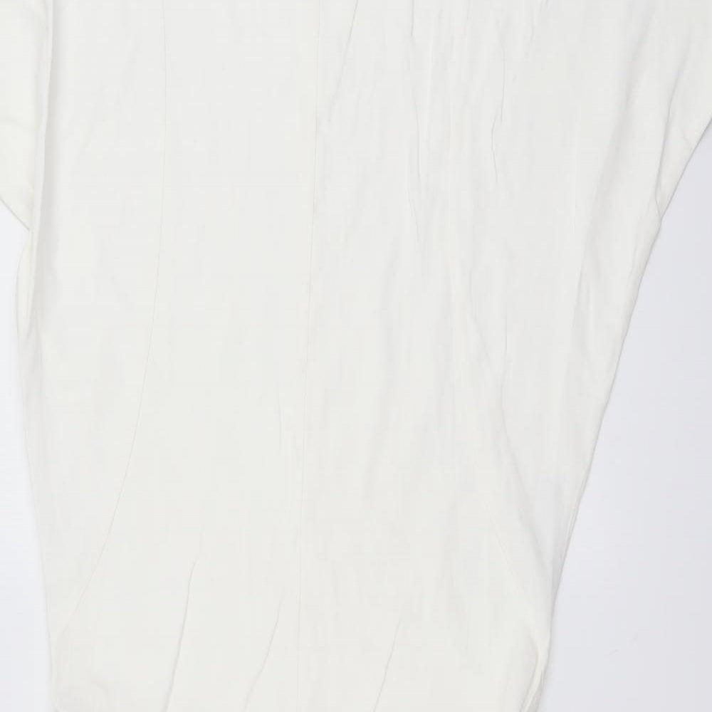 Zara Womens Ivory Polyester Pencil Dress Size S Round Neck Zip
