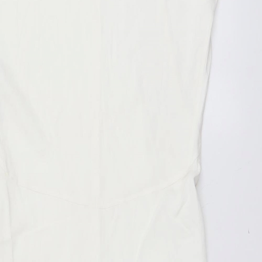 Zara Womens Ivory Polyester Pencil Dress Size S Round Neck Zip
