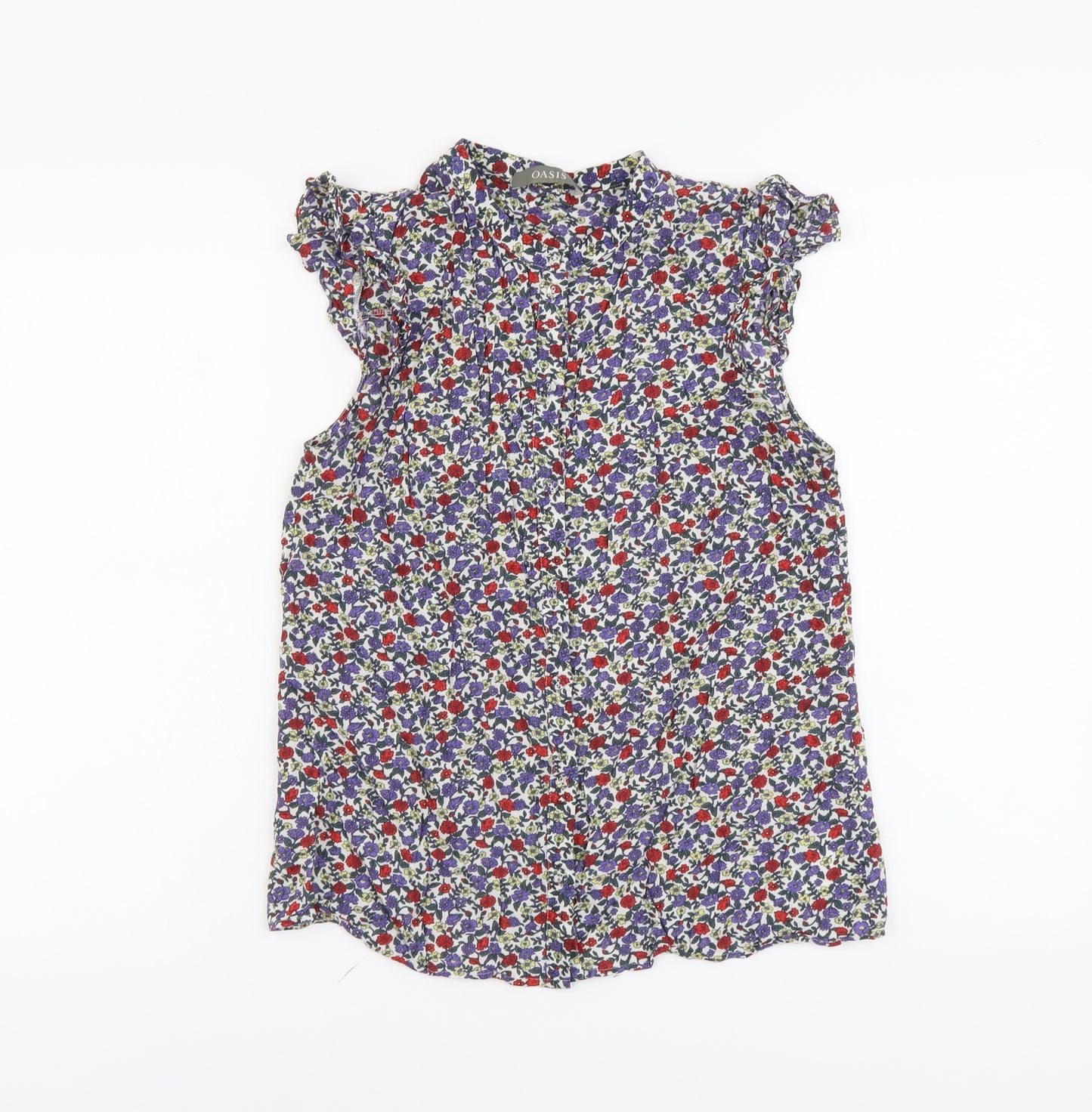 Oasis Womens Multicoloured Floral Viscose Basic Button-Up Size 14 V-Neck