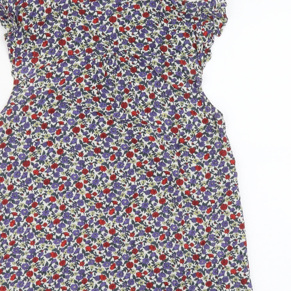 Oasis Womens Multicoloured Floral Viscose Basic Button-Up Size 14 V-Neck
