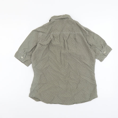 Marks and Spencer Womens Grey Geometric Lyocell Basic Button-Up Size 10 Collared