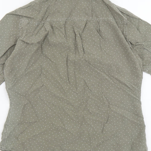 Marks and Spencer Womens Grey Geometric Lyocell Basic Button-Up Size 10 Collared