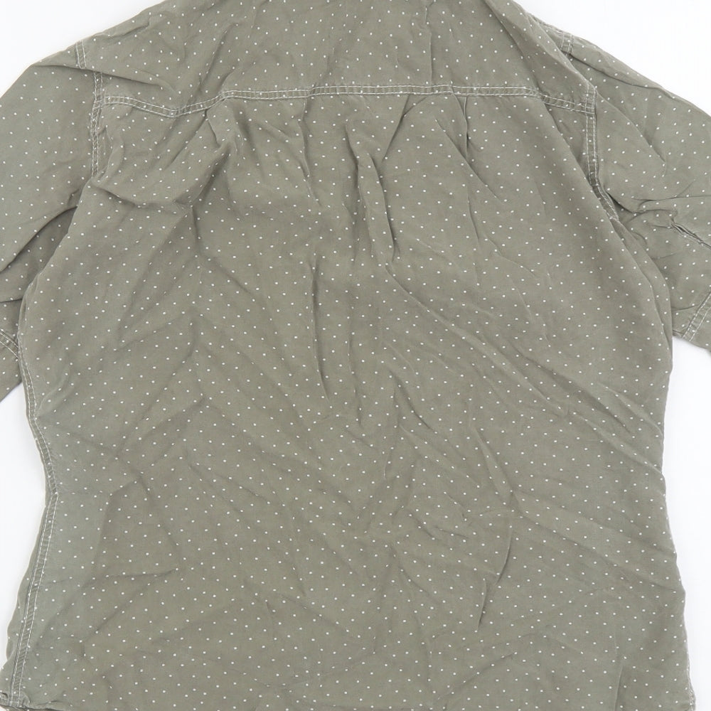 Marks and Spencer Womens Grey Geometric Lyocell Basic Button-Up Size 10 Collared