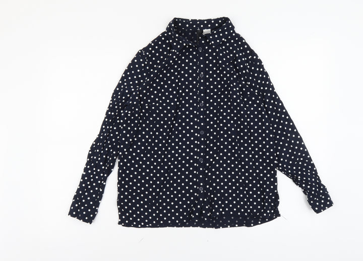 H&M Womens Beige Polka Dot Viscose Basic Button-Up Size 10 Collared