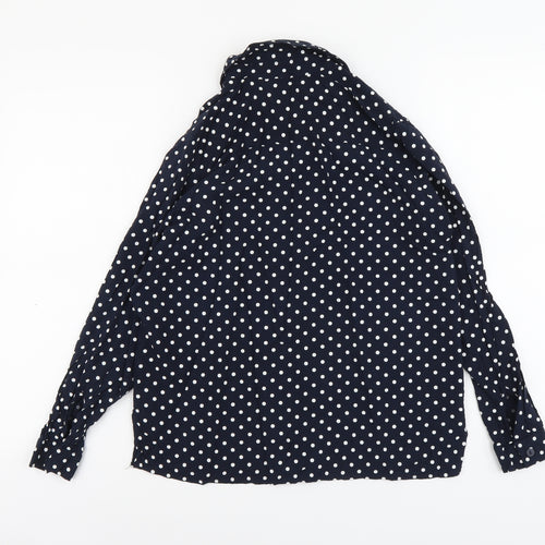 H&M Womens Beige Polka Dot Viscose Basic Button-Up Size 10 Collared
