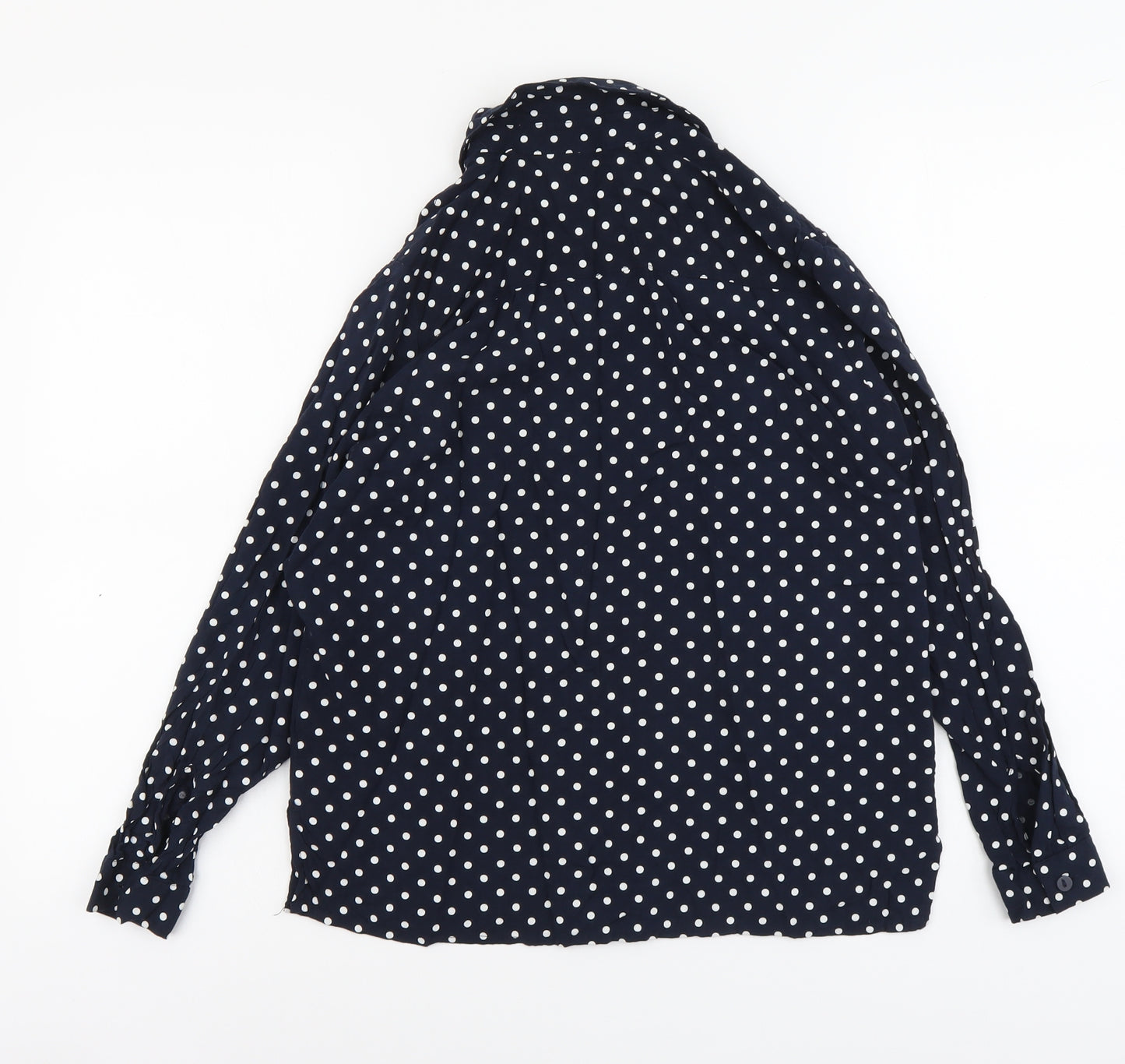 H&M Womens Beige Polka Dot Viscose Basic Button-Up Size 10 Collared