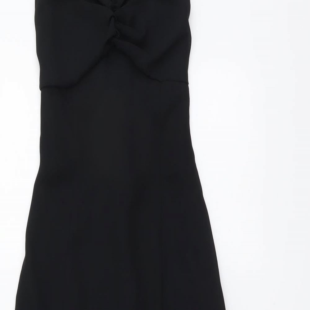 Jessica McClintock Womens Black Polyester A-Line Size 6 V-Neck Zip