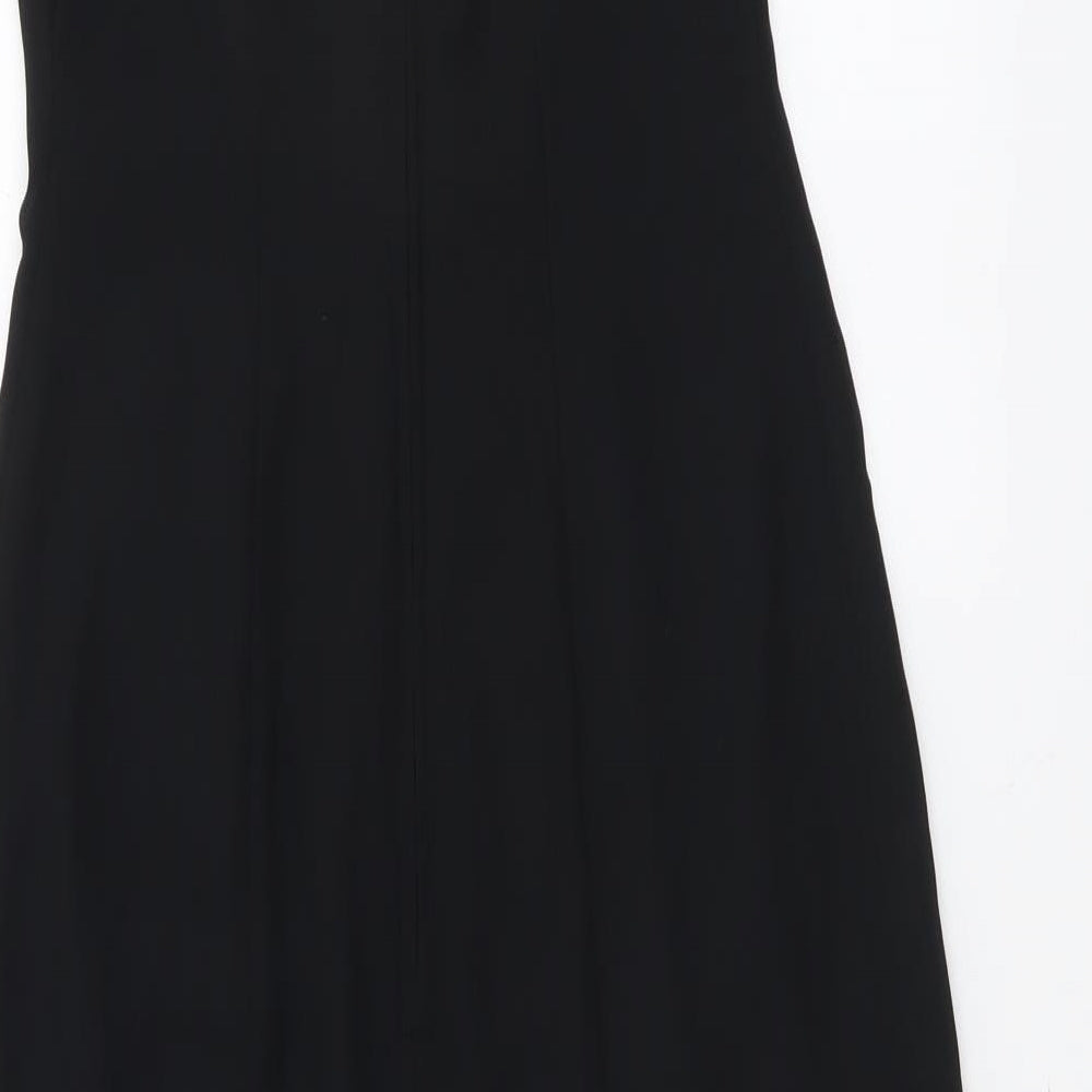 Jessica McClintock Womens Black Polyester A-Line Size 6 V-Neck Zip