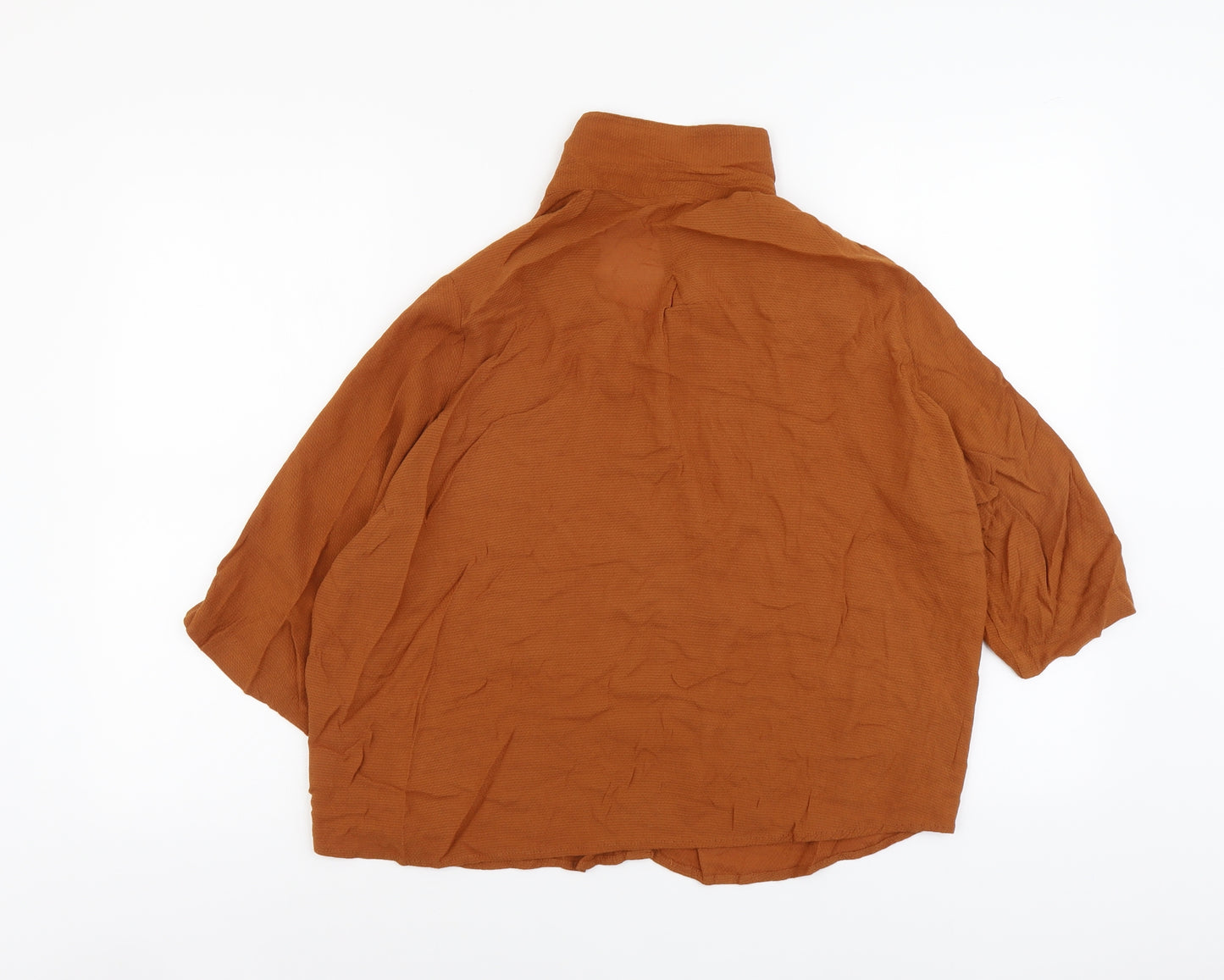 Mango Womens Brown Polyester Basic Button-Up Size M V-Neck