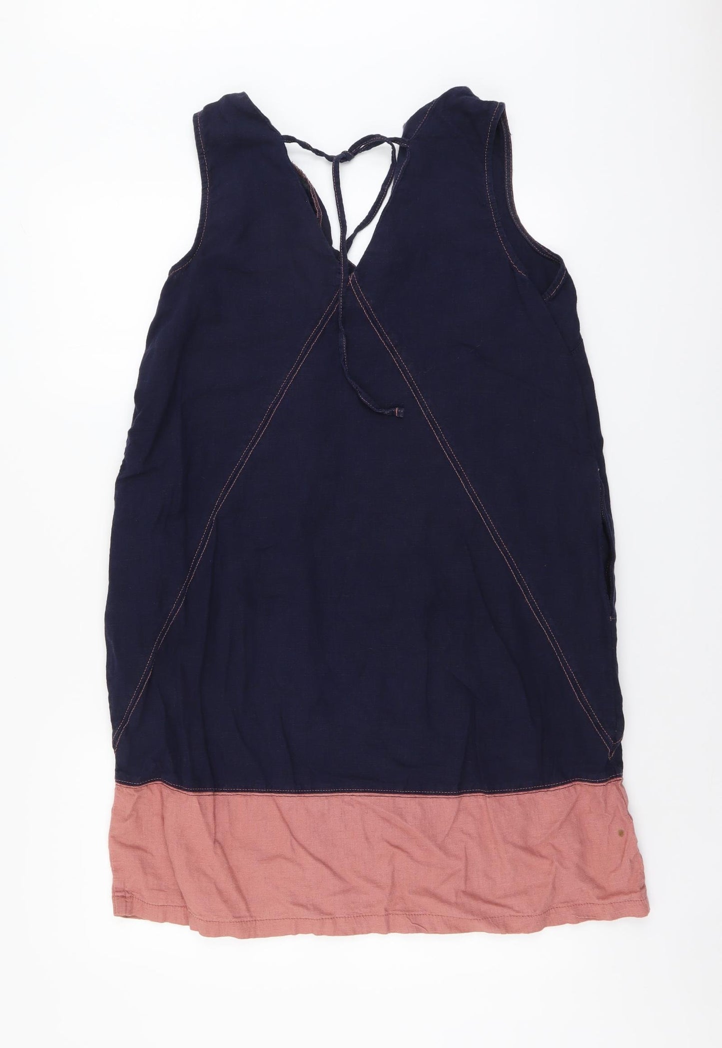 NEXT Womens Blue Linen A-Line Size 16 V-Neck Pullover