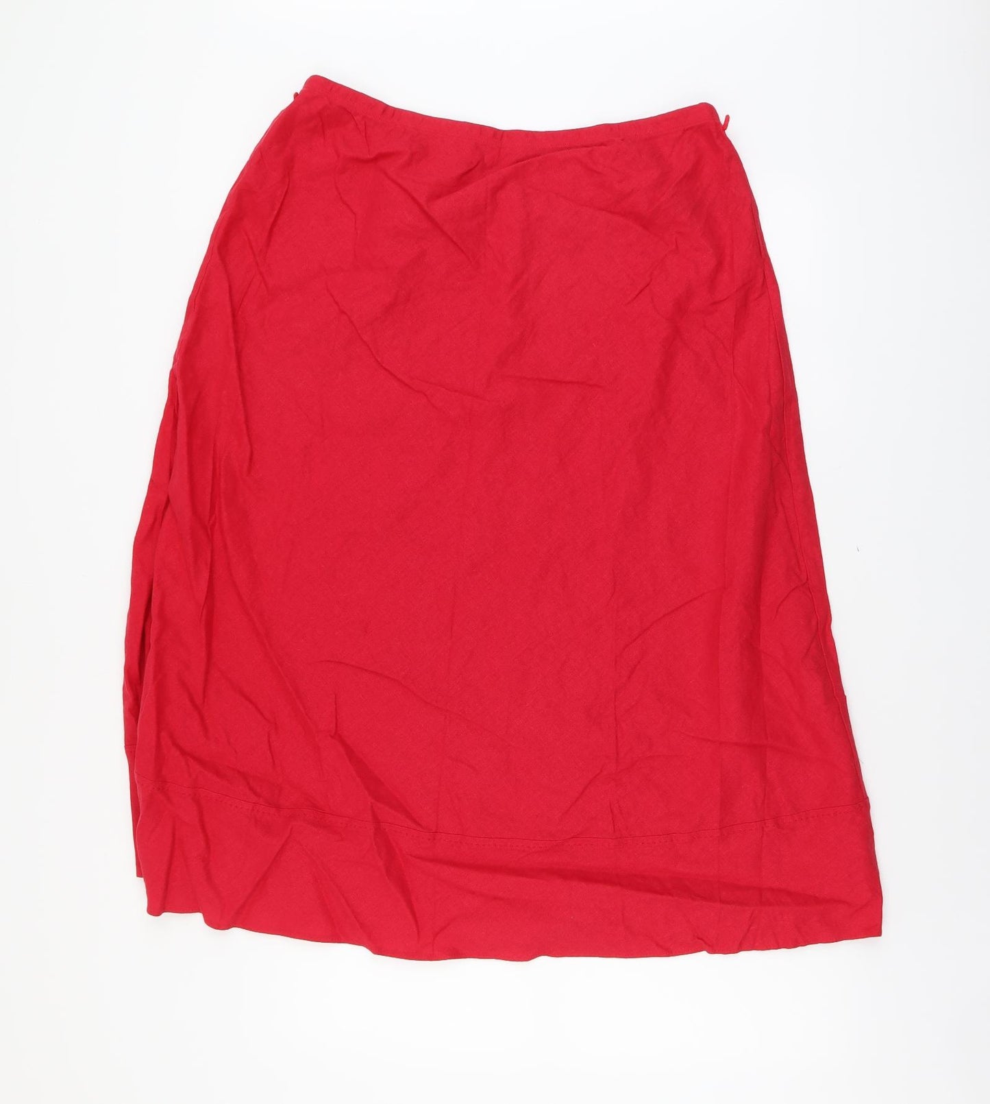 Marks and Spencer Womens Red Linen Swing Skirt Size 16
