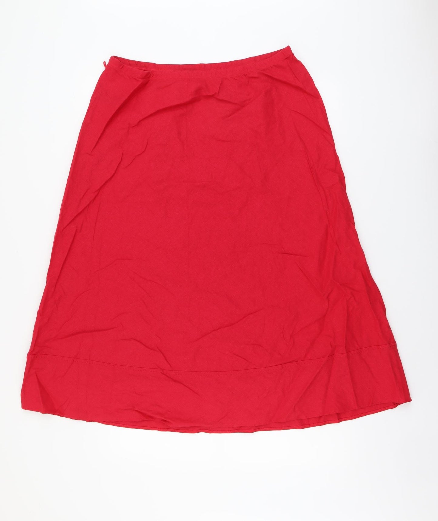 Marks and Spencer Womens Red Linen Swing Skirt Size 16