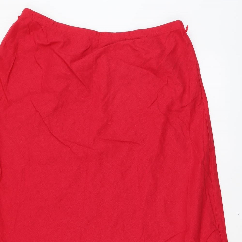 Marks and Spencer Womens Red Linen Swing Skirt Size 16