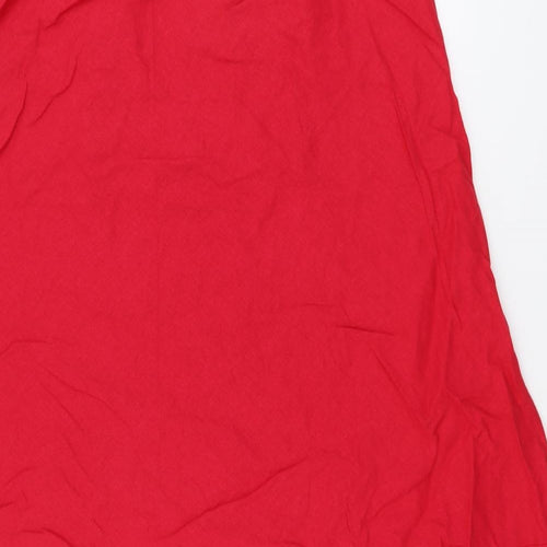 Marks and Spencer Womens Red Linen Swing Skirt Size 16