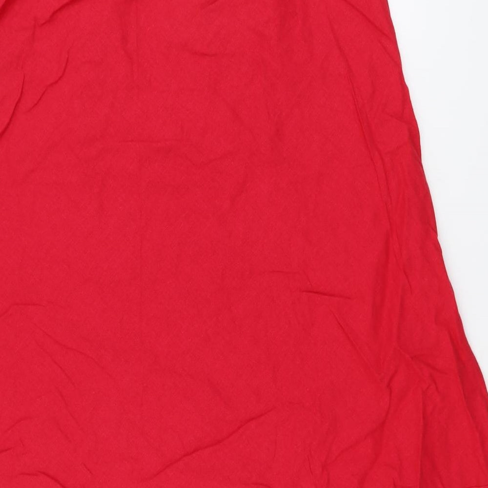 Marks and Spencer Womens Red Linen Swing Skirt Size 16