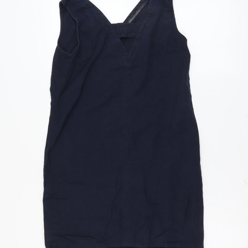 NEXT Womens Blue Linen A-Line Size 6 V-Neck Pullover