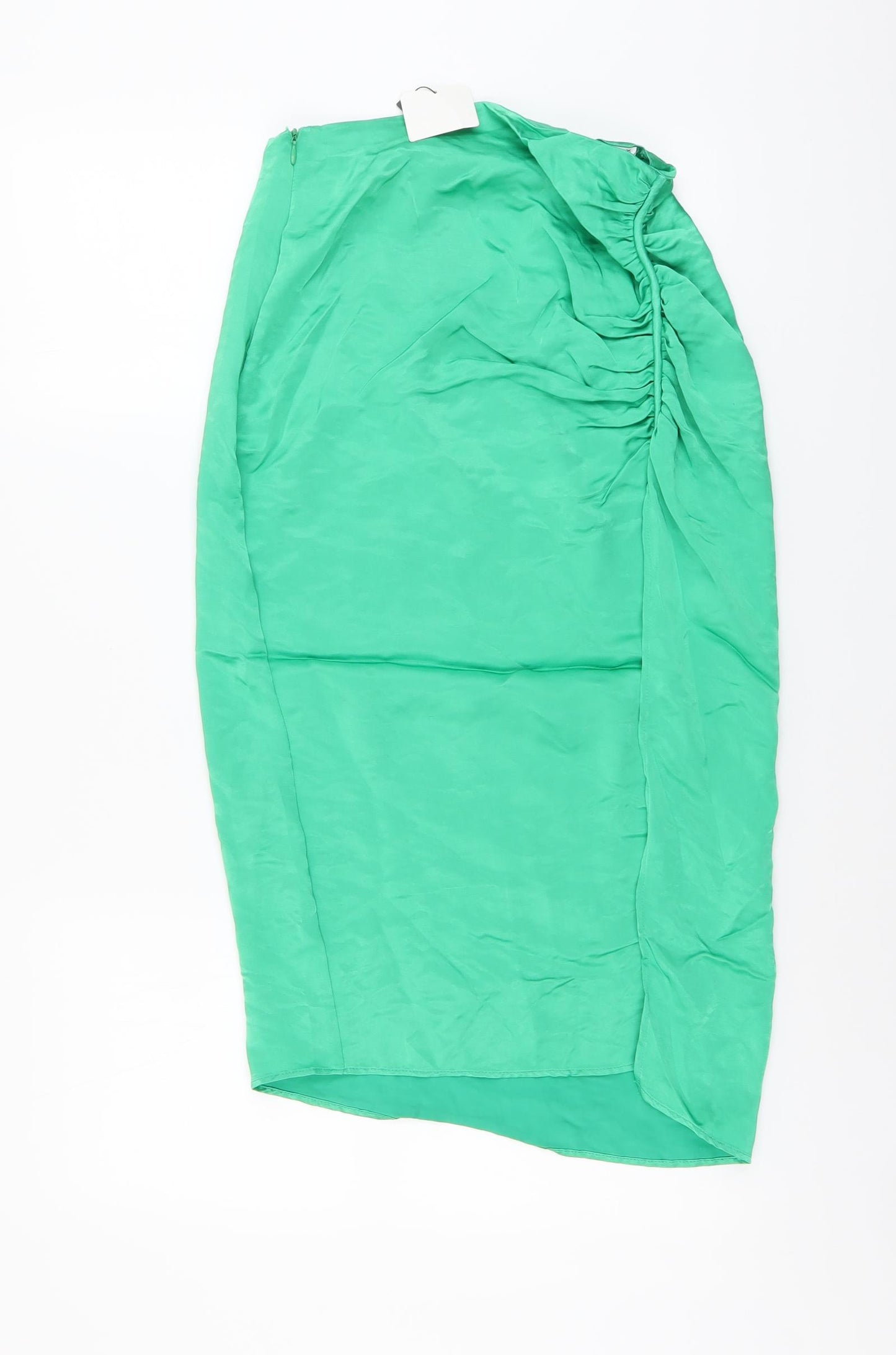 Zara Womens Green Polyester Straight & Pencil Skirt Size S Zip
