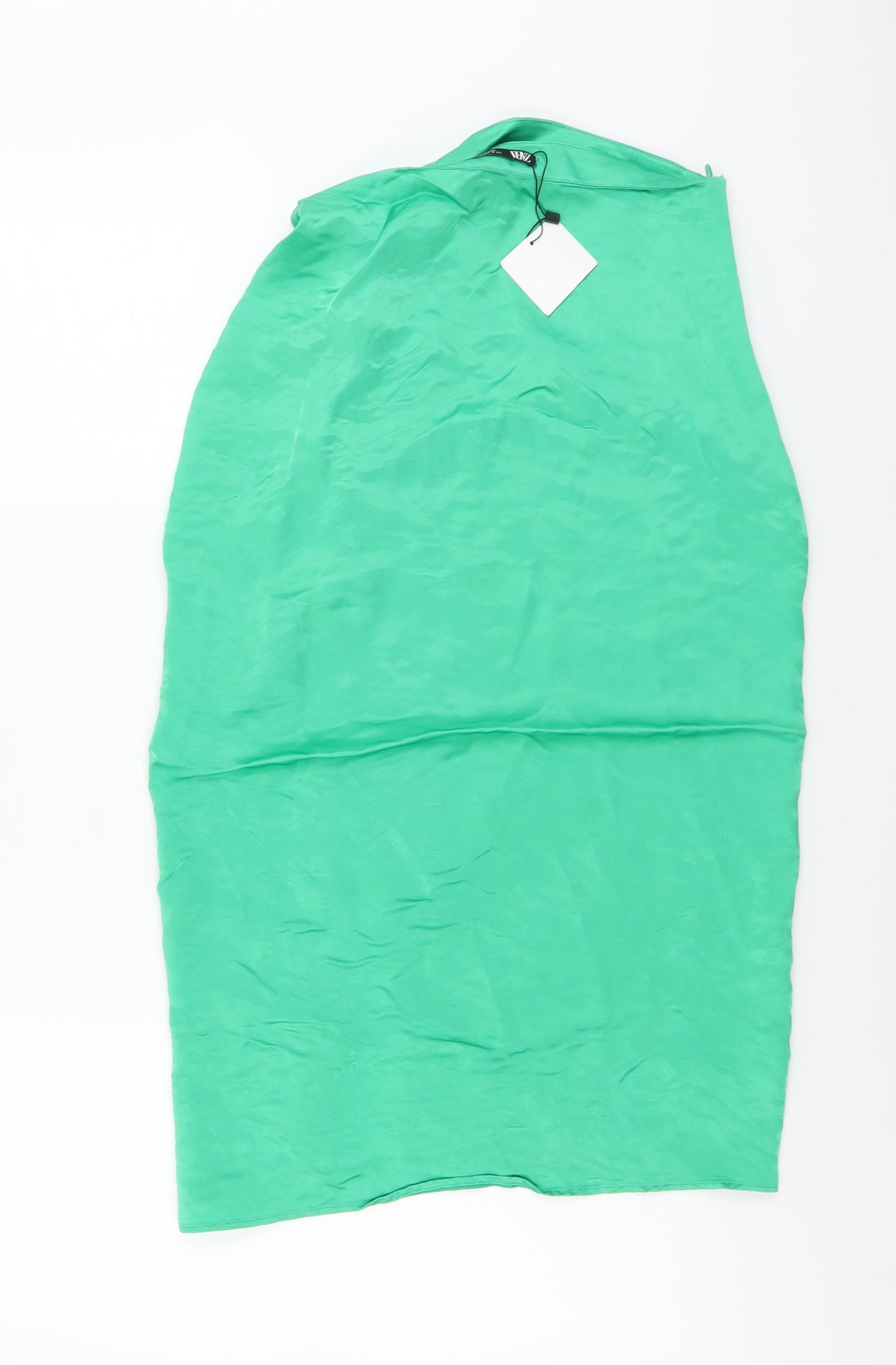 Zara Womens Green Polyester Straight & Pencil Skirt Size S Zip