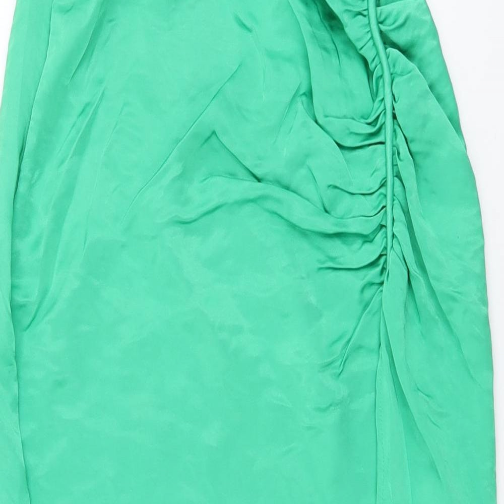 Zara Womens Green Polyester Straight & Pencil Skirt Size S Zip