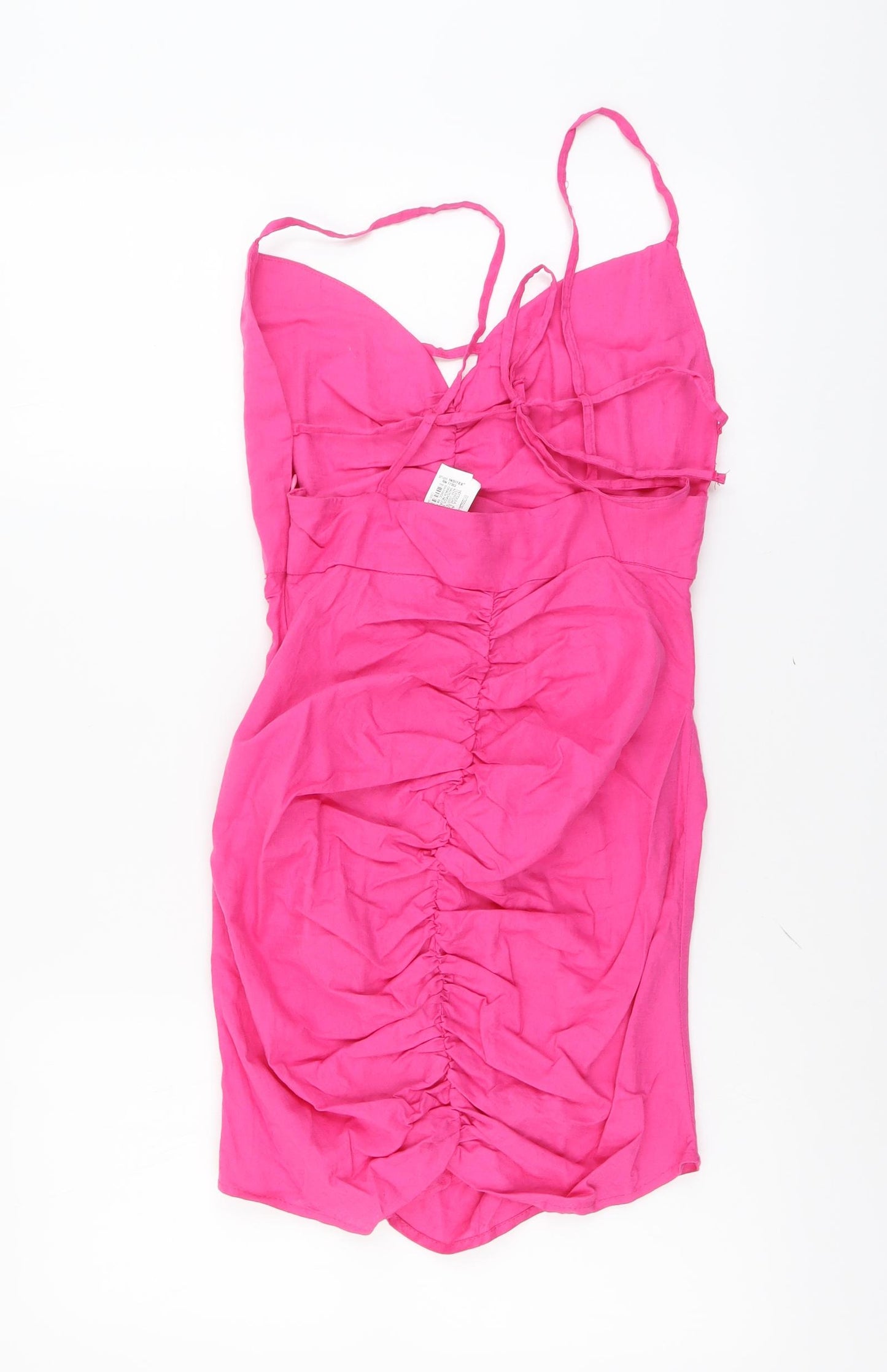 Zara Womens Pink Linen Bodycon Size M Sweetheart Zip