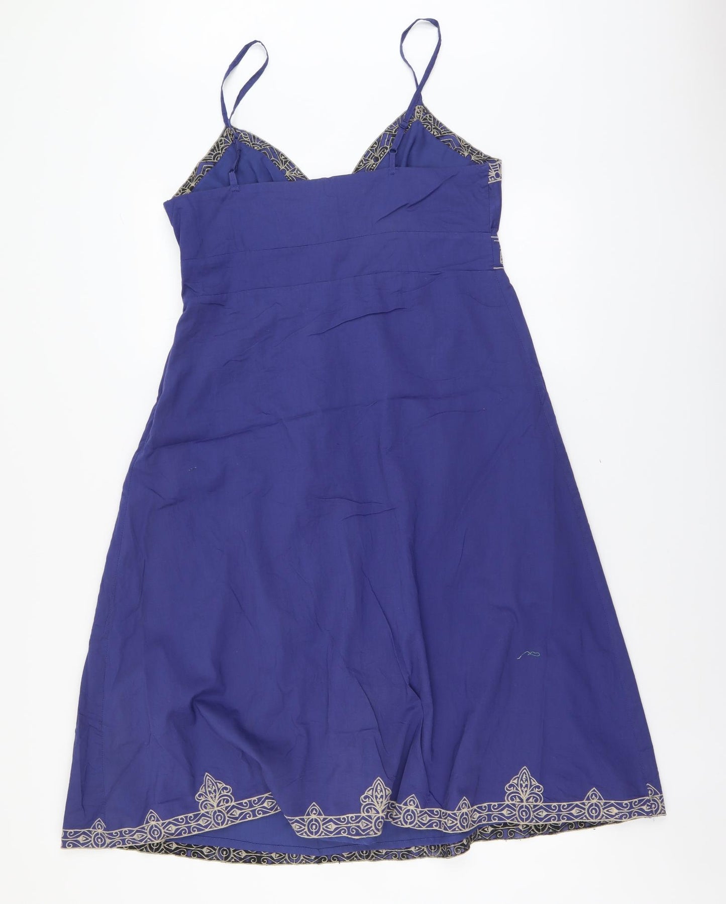 Atmosphere Womens Blue Geometric Cotton A-Line Size 14 V-Neck Zip