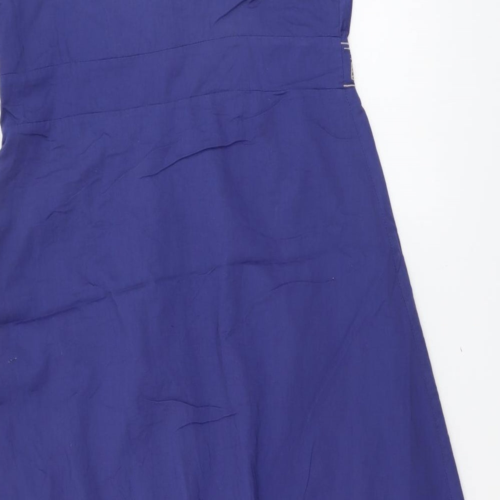 Atmosphere Womens Blue Geometric Cotton A-Line Size 14 V-Neck Zip