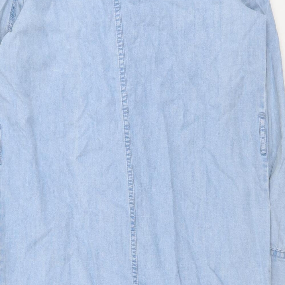 TU Womens Blue Lyocell Shirt Dress Size 14 Collared Button